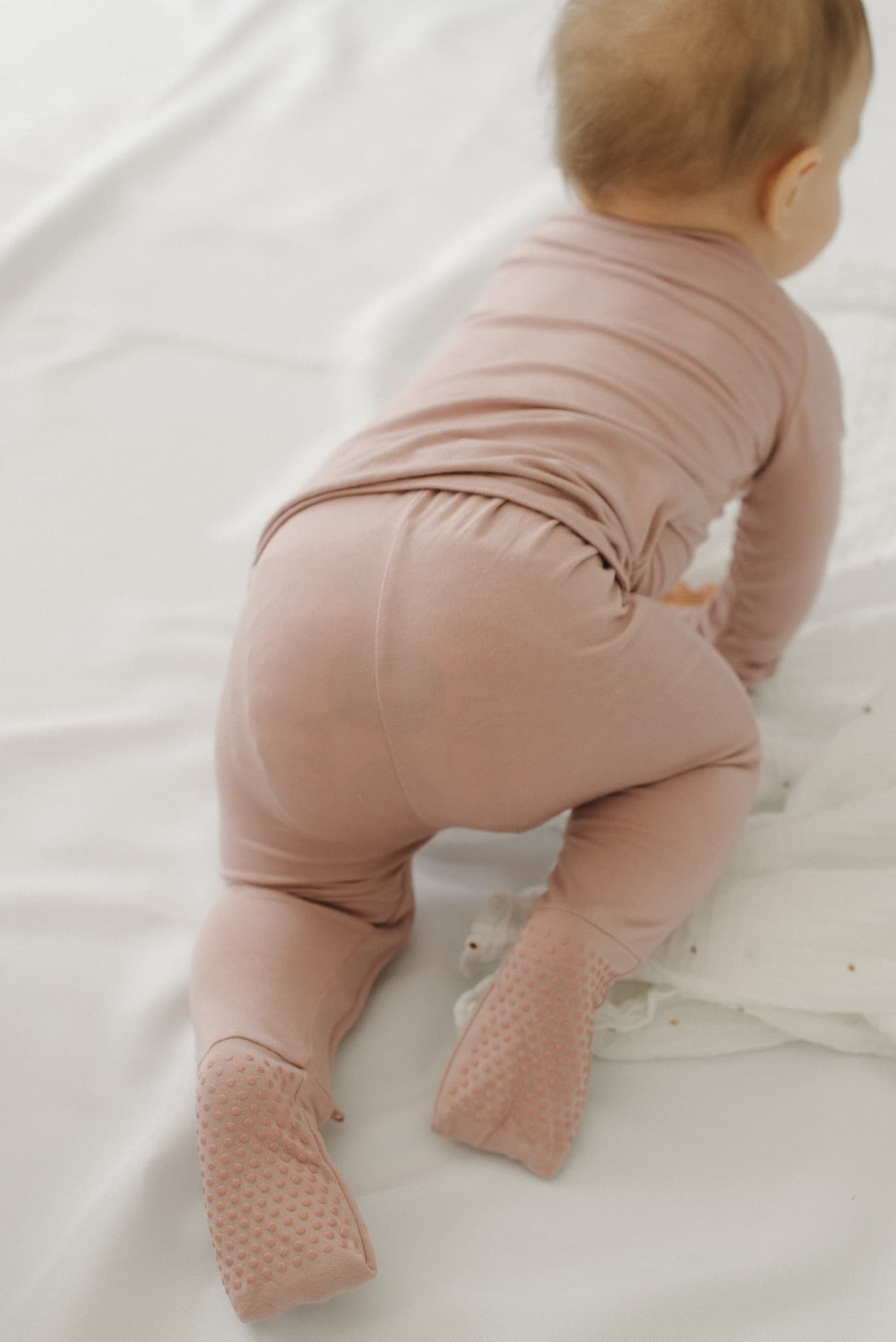 LURE by Lina — Essentials in Lilac — baby zip bamboo pajamas with Diaper Peek-a-Boo, convertible hands & feet, and non-slip soles