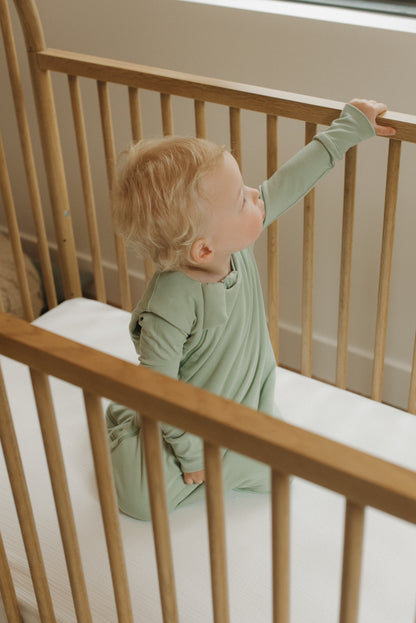 LURE by Lina Sleep Bag in Pistachio — hypoallergenic bamboo viscose baby sleep sack for breathable comfort and safe, chemical-free sleep