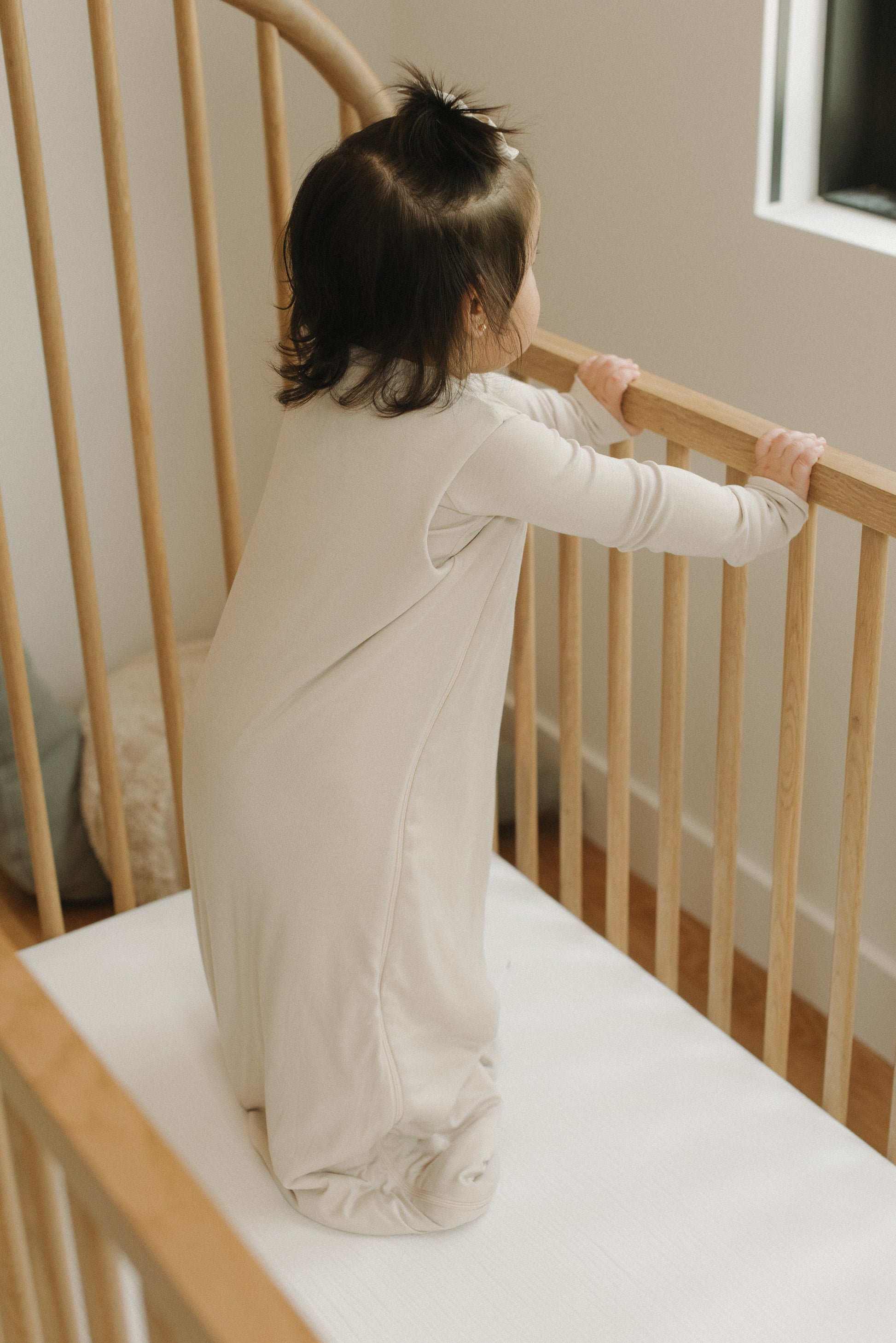 LURE by Lina Sleep Bag in Sandstone — soft bamboo viscose baby sleep sack with 1.0 TOG rating, breathable and gentle on sensitive skin