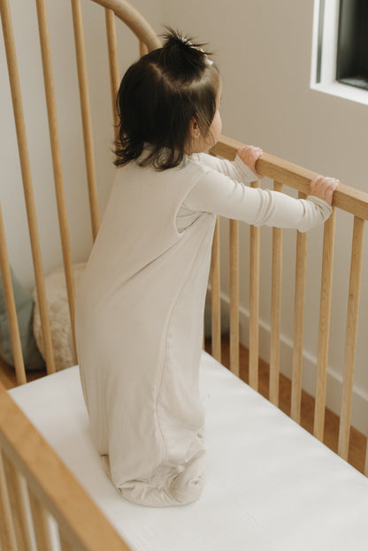 LURE by Lina Sleep Bag in Sandstone — soft bamboo viscose baby sleep sack with 1.0 TOG rating, breathable and gentle on sensitive skin