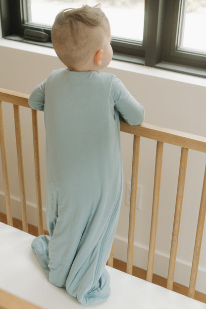 LURE by Lina Sleep Bag in Steel Blue — 1.0 TOG bamboo baby sleep sack with double zippers for easy diaper changes and OEKO-TEX® certification
